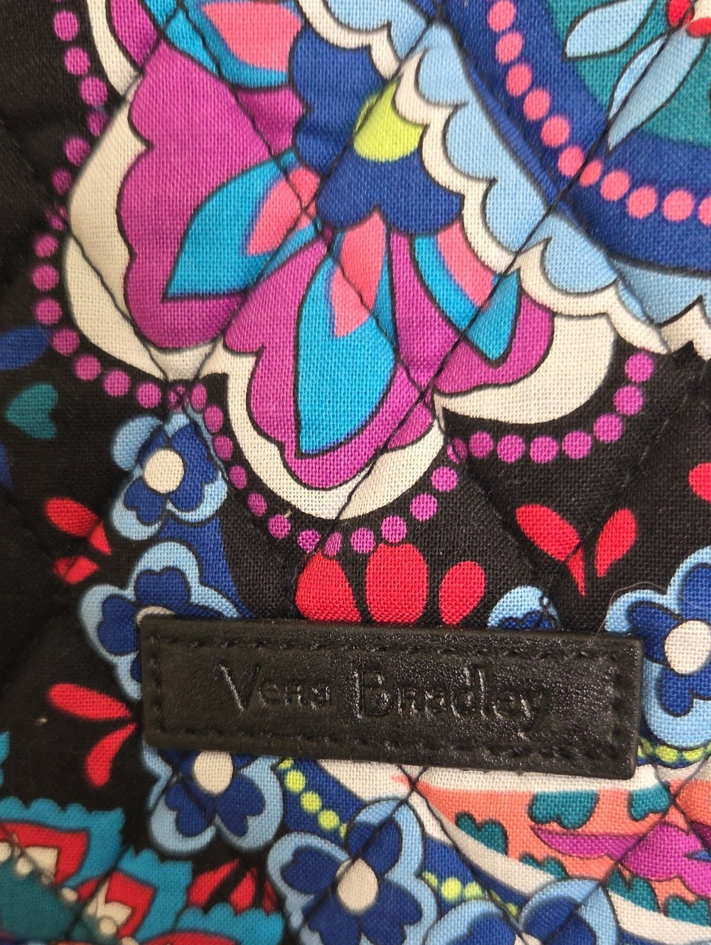 Vera Bradley Black Multicolor Paisley Quilted Backpack - Picture 11 of 12
